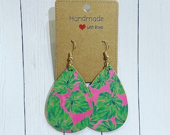 Palm Leaf Earrings, Tropical Earrings, Palm Leaf Gifts, Tropical Gifts, Gifts for Vacation, Palm Leaf Jewelry, Tropical Jewelry