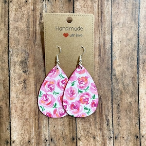 Rose Earrings, Pink Rose Earrings, Pink Roses, Pink Rose Gifts, Roses Gift, Rose Decoupage, Rose Gifts, Bouquet of Flowers
