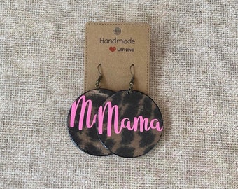 Mama Ohrringe, Muttertagsgeschenke, Geschenke für Mama, Mama Gepard Print, Mama Gepard Print
