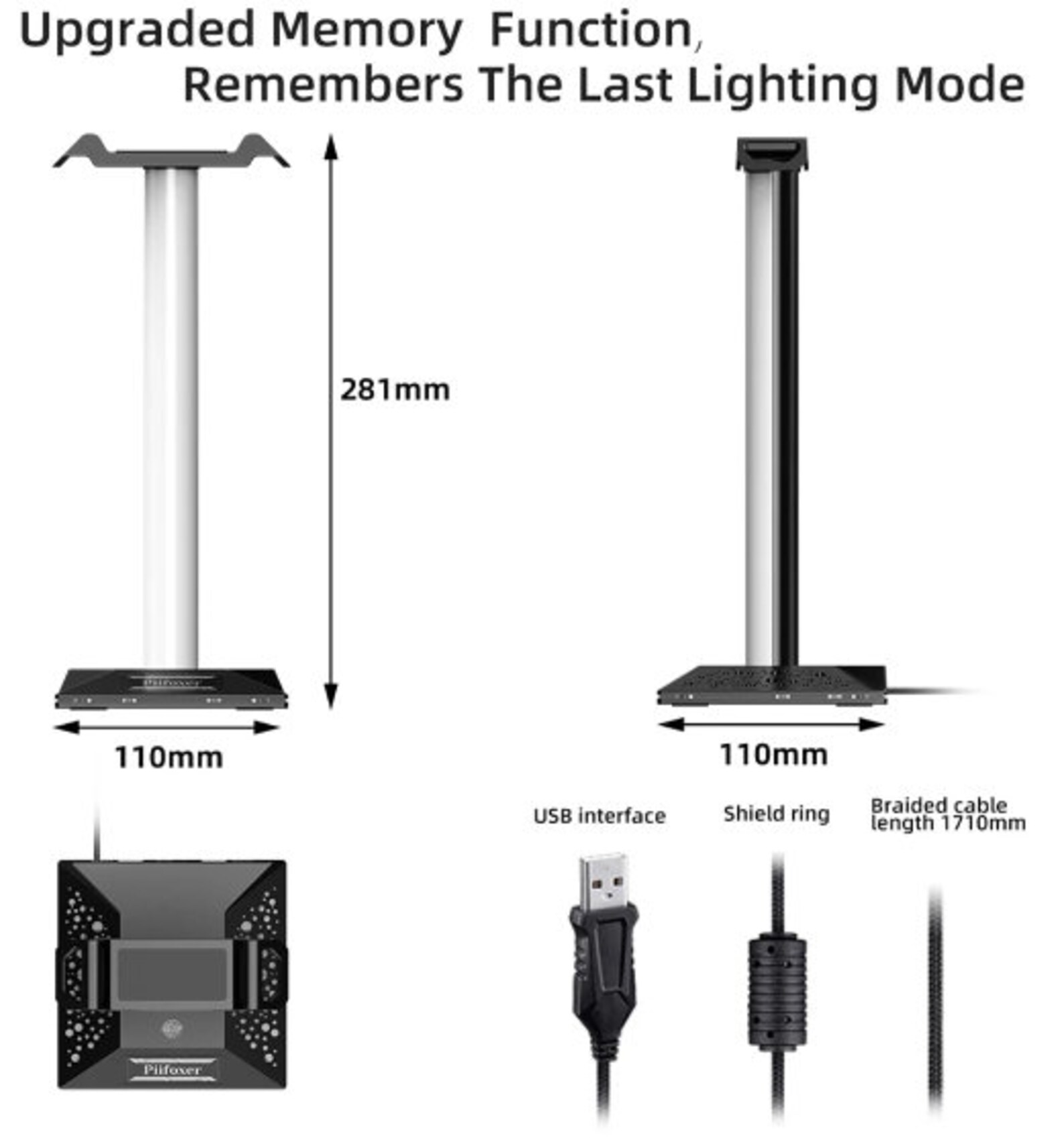 New RGB Gaming Headphone Stand Dual USB Port Touch Control Strip Light