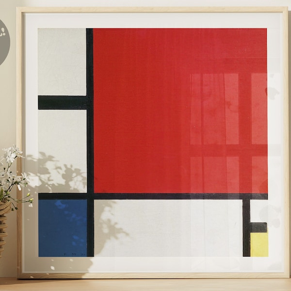 Mondrian Retouched Original Print 1x1 Square | Piet Mondrian Poster Geometric Wall Modern Gallery Wall Art Minimalist Wall Art Deco DIGITAL