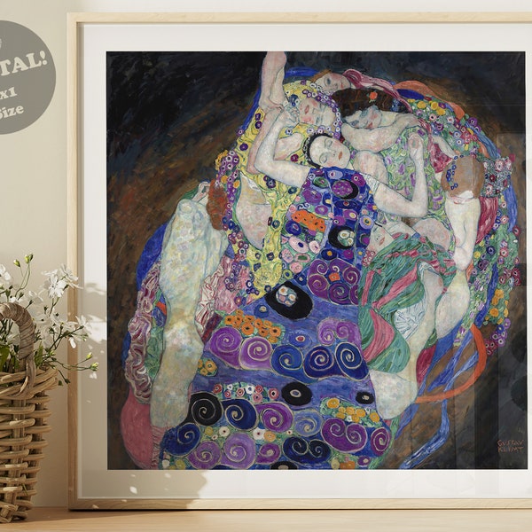 vintage Print La Vierge 1913 Klimt Square | Retouche Cuisine Art Nouveau Impression Classique Mur Art Déco Exposition Affiche Impression Tendance NUMÉRIQUE