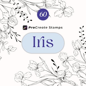Procreate Iris Blumenstempel, Iris Botanische Stempel, Handgezeichnete Blumenstempel, Procreate Blumensträuße