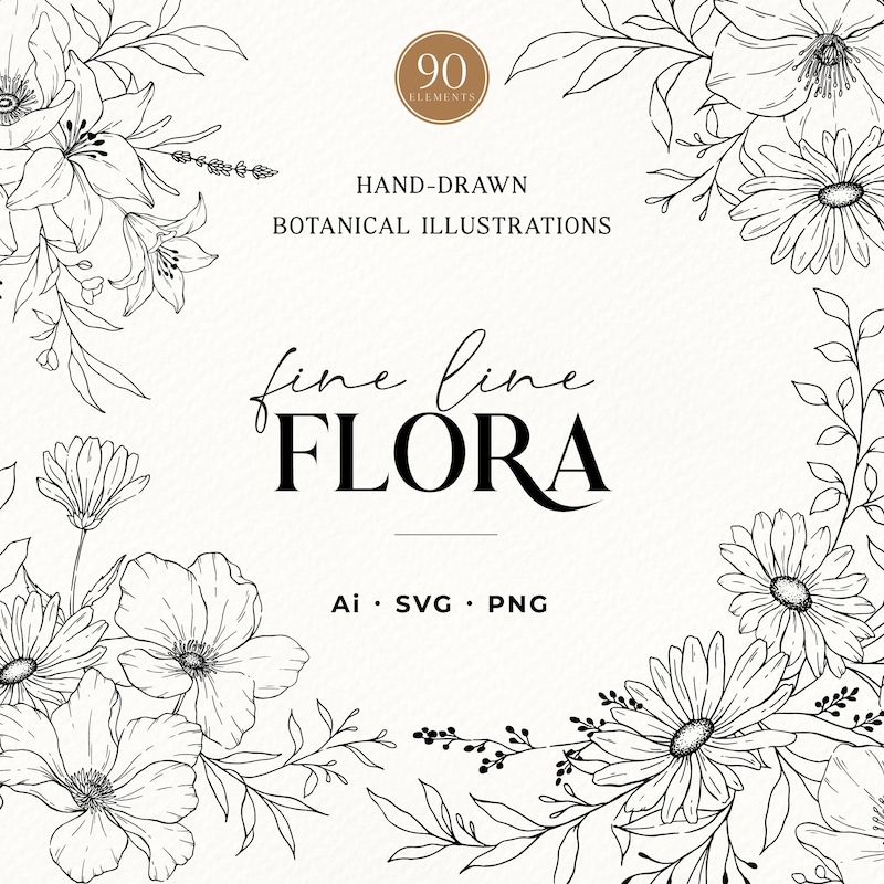 Foral Vector R Floral Drawing Large - Etsy UK