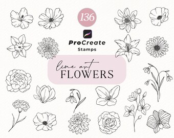 Procreate Flower Stamp Brushes: Hand-Drawn Botanical Stamps (Digital Download)