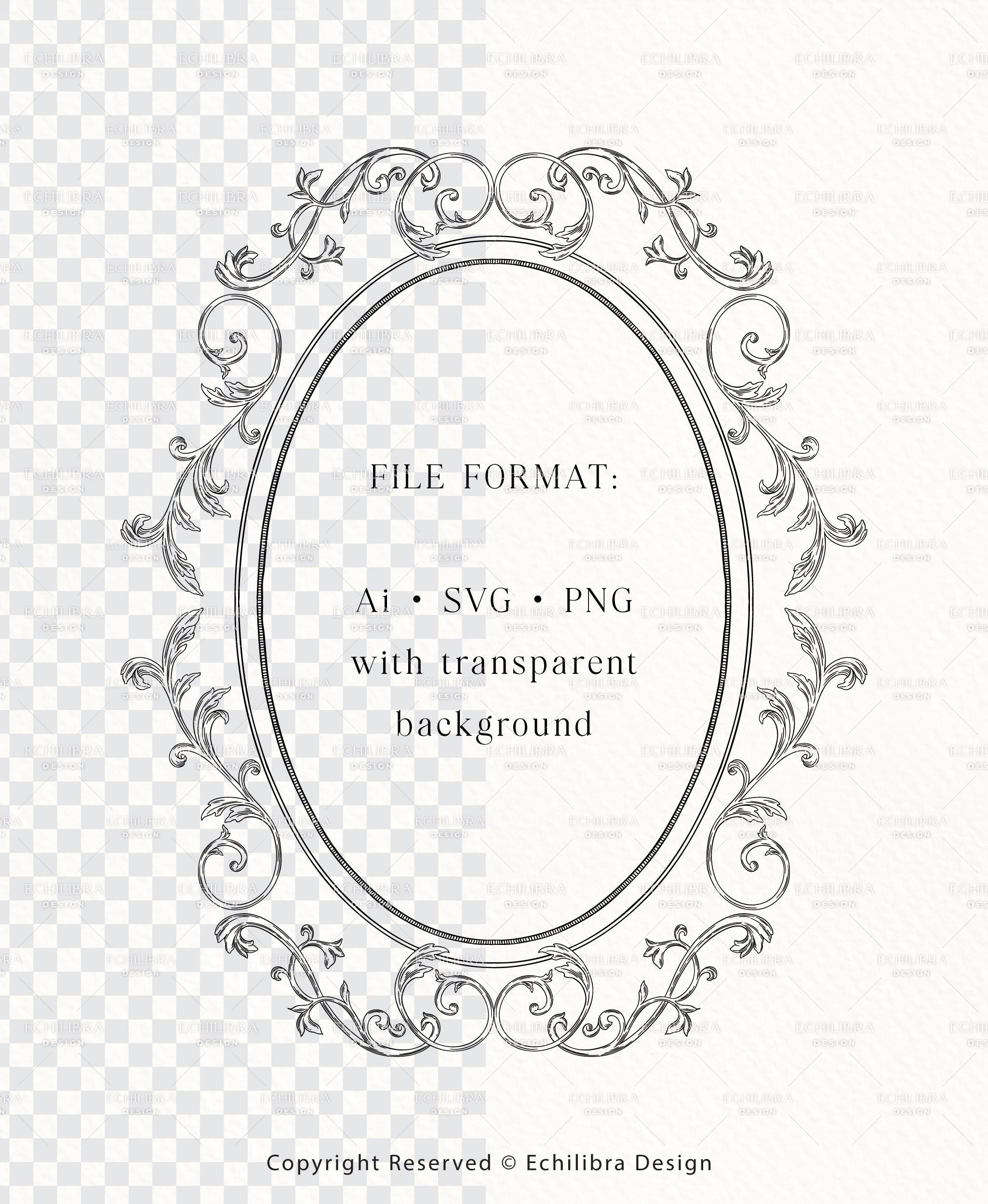 Baroque Vintage Frame SVG, Wedding Invitation Ornate Crest, Line Art ...
