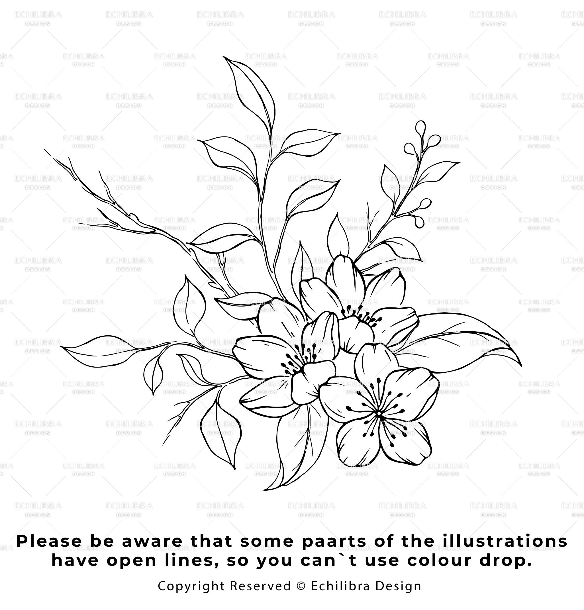 Procreate Cherry Blossom Stamp Brushes, Floral Botanical Stamps ...