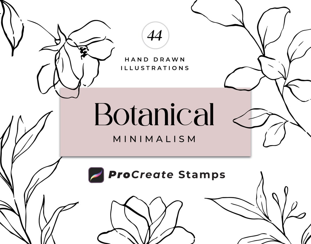 Procreate Flower Stamp Brushes, Botanical Line Art (digital Download ...
