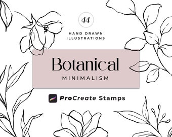 Procreate Flower Stamp Brushes, Botanical Line Art (Digital Download)