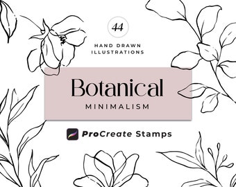 Procreate Flower Stamp Brushes, Botanical Line Art, Minimalistic Line Floral Stamps, Procreate Modern Flowers, Minimalistic Flower Design