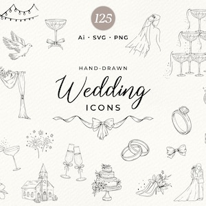 Handgetekende bruiloft iconen: tijdlijn clipart (svg, png)