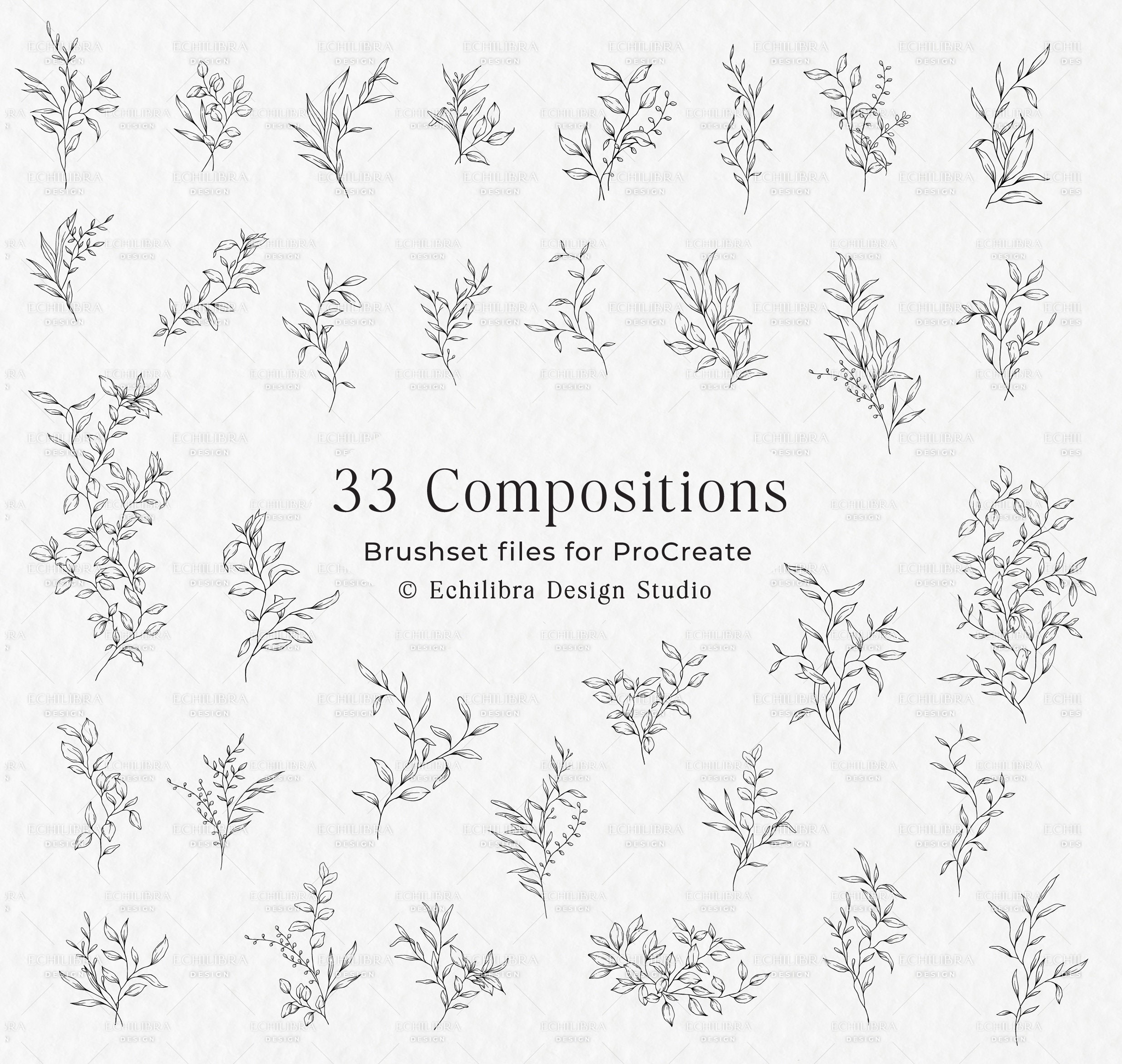 Procreate Botanical Stamp Brushes, Procreate Leaves, Hand Drawn ...