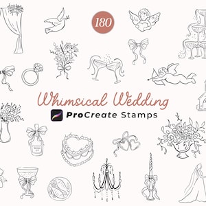 Whimsical Wedding Procreate Stamps, Hand Drawn Brush Stamps (Digital Download)