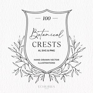 Pacchetto SVG stemma botanico, PNG stemma nuziale, pacchetto stemma vintage, design stemma monogramma, uso commerciale