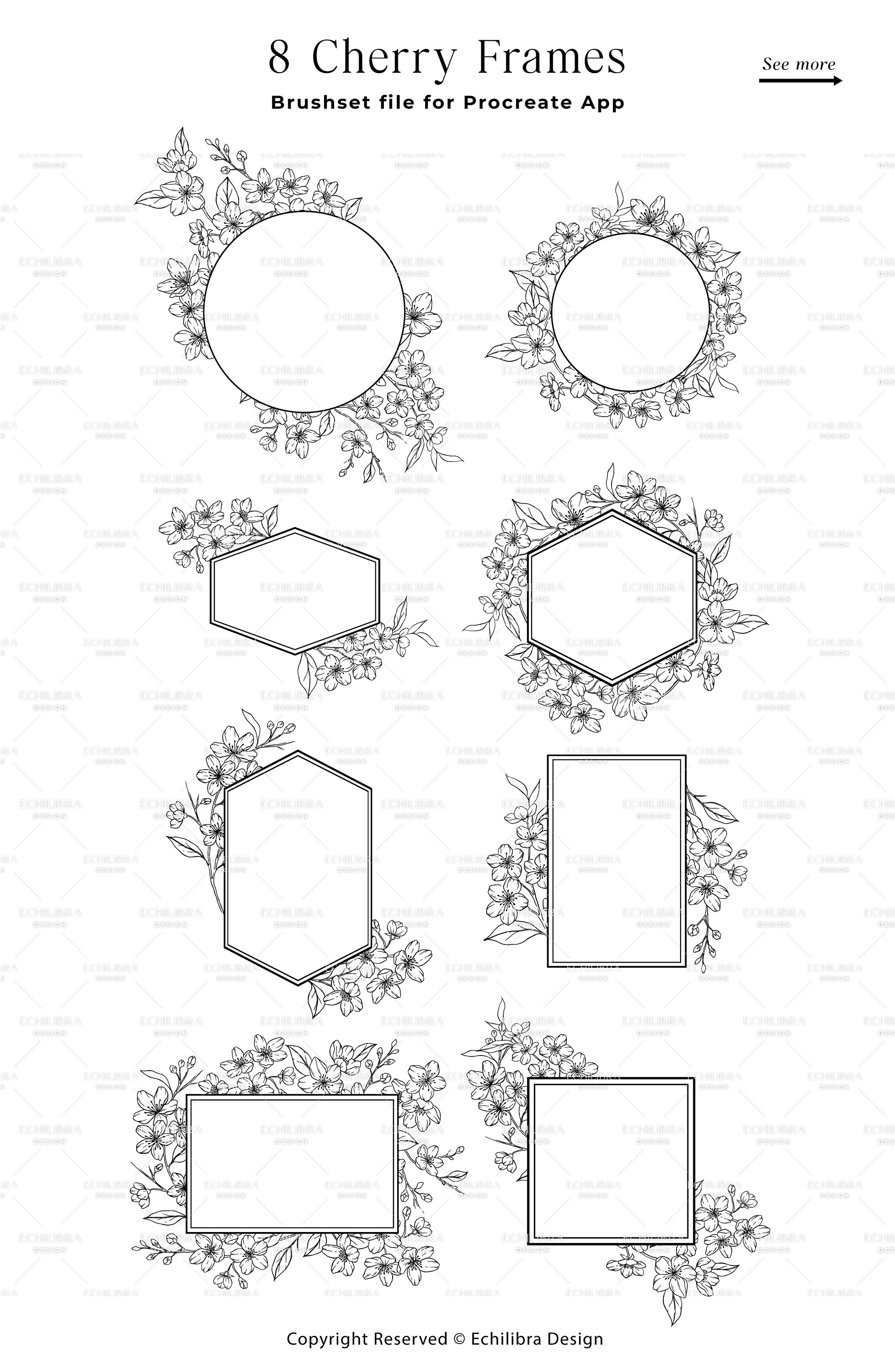 Procreate Cherry Blossom Stamp Brushes, Sakura Botanical Stamps, Hand ...