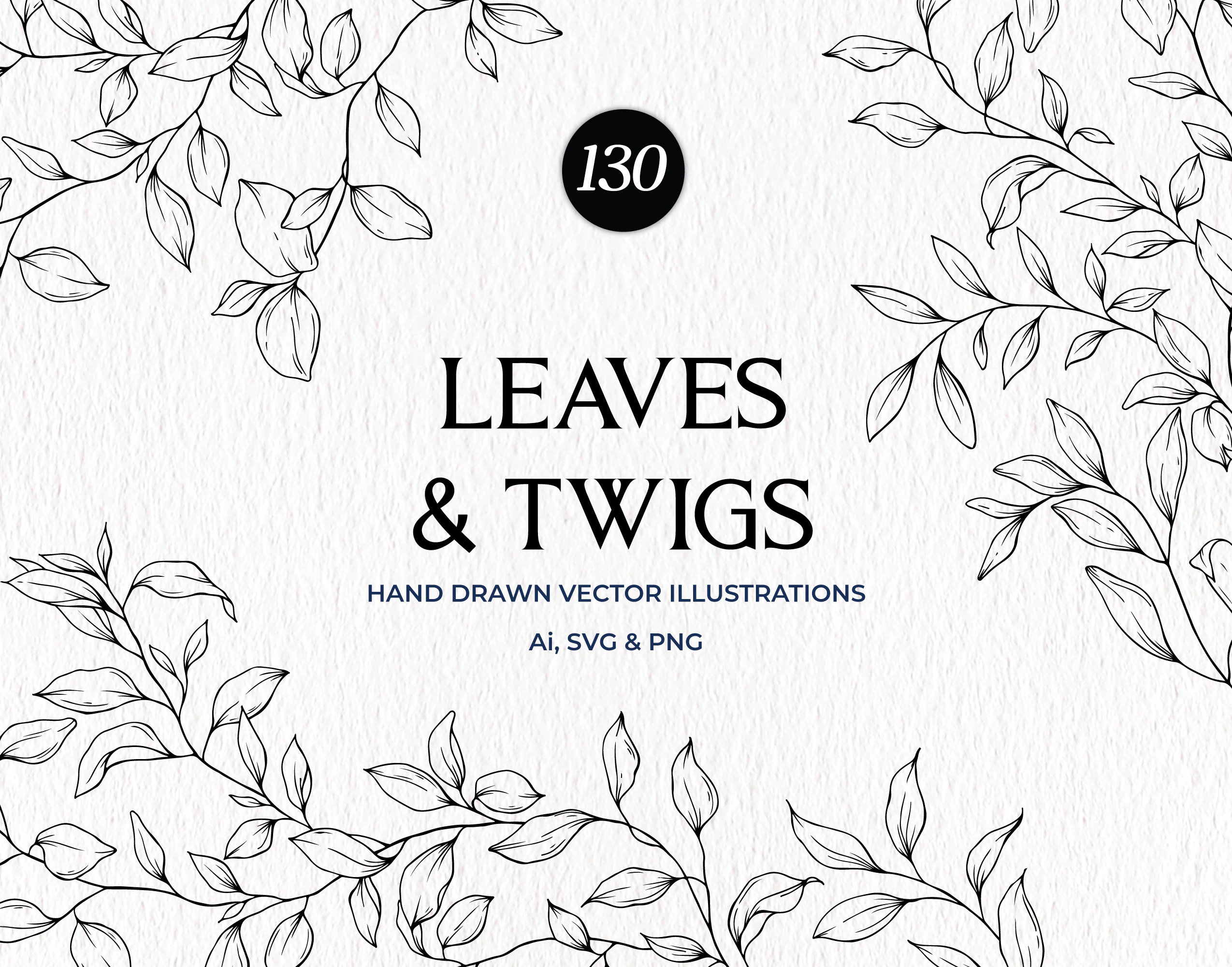 Botanical Leaves and Twigs SVG Bundle, Hand Drawn Vector Greenery, Botanical Clipart, Tree Branch, Commercial Use