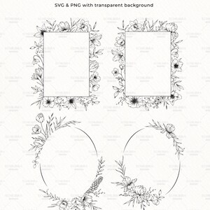 K&ouml;nnte beinhalten: Zw&ouml;lf schwarze und wei&szlig;e florale Rahmen mit transparentem Hintergrund. Die Rahmen sind in verschiedenen Formen, darunter quadratisch, rechteckig und oval. Die Rahmen sind perfekt, um Ihren Designs einen Hauch von Eleganz zu verleihen.