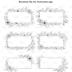 Procreate Peony Flower Stamps, Line Art Tattoo Brushes (digital ...