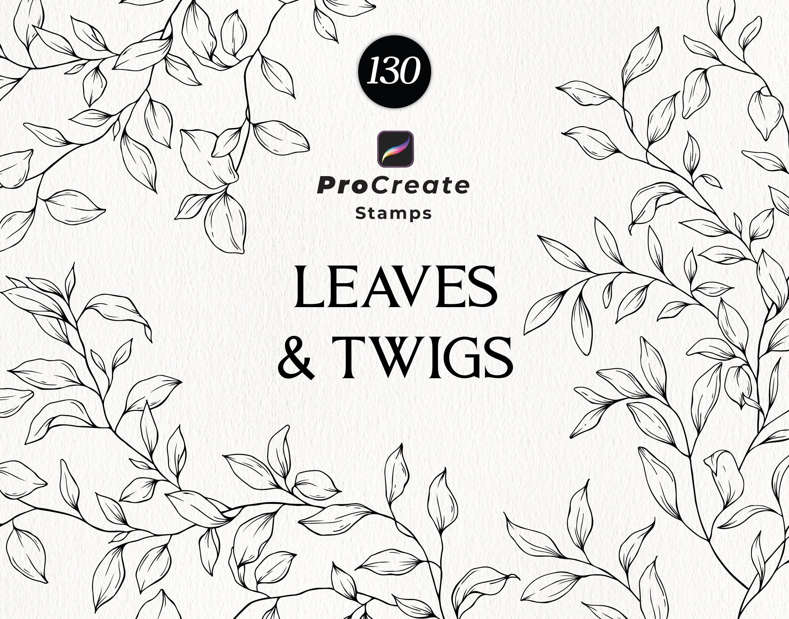 Procreate Botanical Stamp Brushes, Procreate Leaves, Hand Drawn Botanical Stamps, Procreate Laurels, Procreate Greenery Stamps
