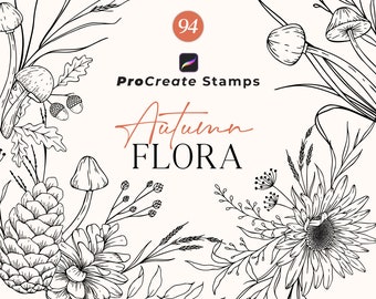 Pinceles para sellos botánicos otoñales de Procreate: Floral y follaje (descarga digital)