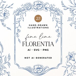 Vintage Blue Chinoiserie Floral SVG Bundle | Wedding Frames, Crests, Wreaths & Bouquets
