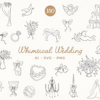 Whimsical Wedding SVG Clipart Bundle With Illustrations, Icons, Doodles ...