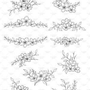 Procreate Cherry Blossom Stamp Brushes, Floral Botanical Stamps ...