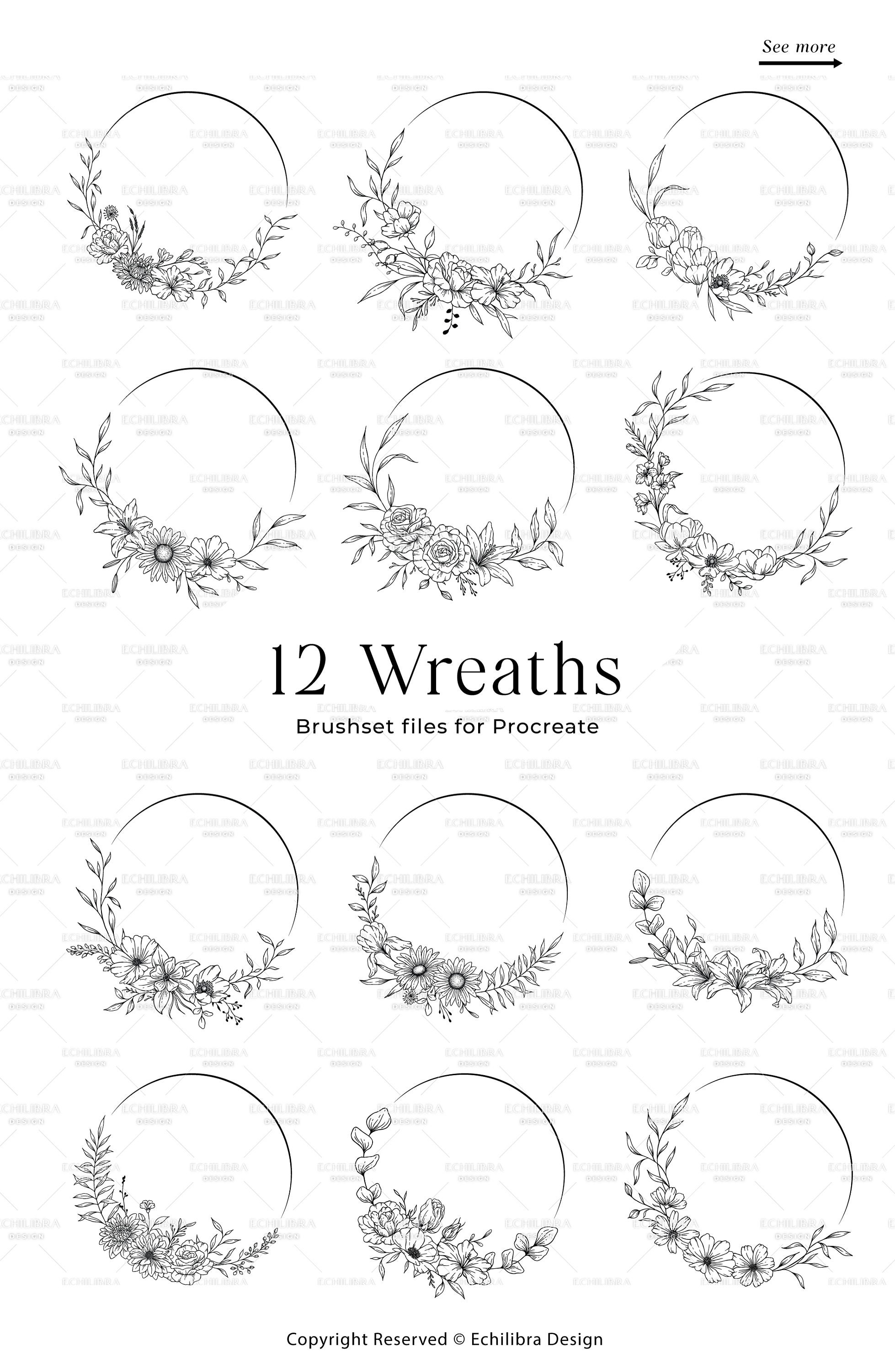 Procreate Floral Line Art Brushes, Flower Stamps (digital Download) - Etsy