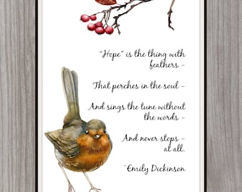 PRINTABLE * Hope is the thing with feathers * Emily Dickinson * wall art * instant download
