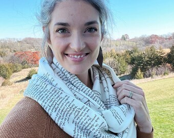 Drawn by the Current Book Scarf * Infinity Scarf * Booklovers Gift * Gift for Readers