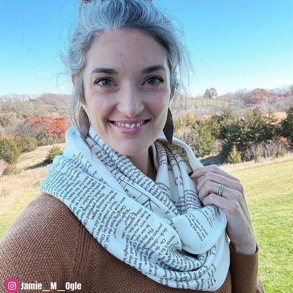 Drawn by the Current Book Scarf * Infinity Scarf * Booklovers Gift * Gift for Readers