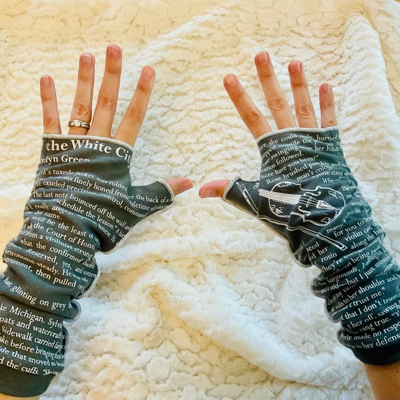 Shadows of the White City Writing Gloves Reading Gloves Arm Warmers  Booklover Gift Fingerless Gloves 