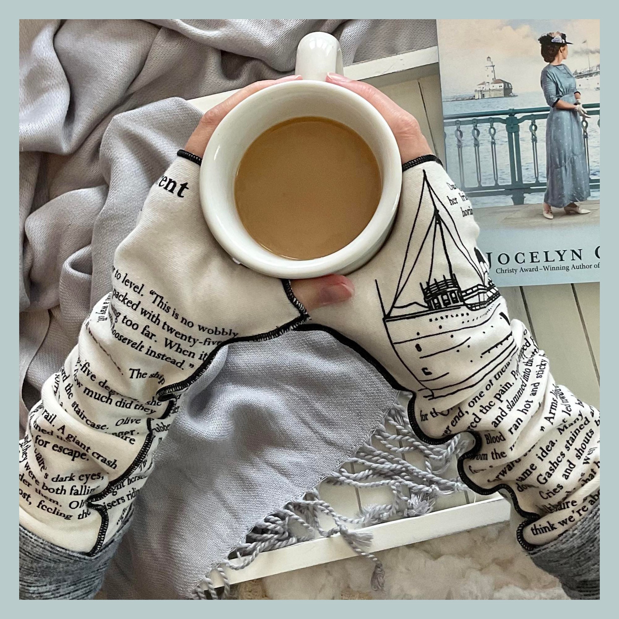 Drawn by the Current Writing Gloves Reading Gloves Fingerless Gloves