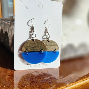 Wood/Acrylic Earrings, Stained Wood With 9 Different Colors To Pick