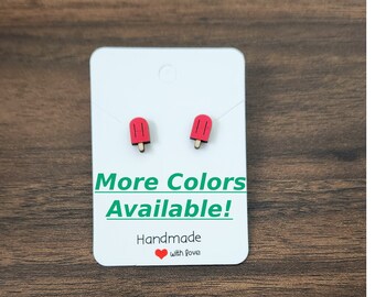 Popsicle Wood Stud Earrings, 11mm, Stud Earrings, Wooden Stud Earrings, Post Earrings, Handmade Earrings