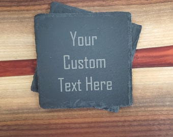 Custom/Personalized Slate Coasters, Slate Coasters With Rubber Feet, Perfect Gift, 1 Set, 4 Coasters Per Set