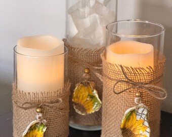 Set of 3 glass candle holders