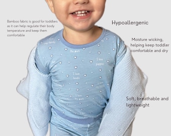 I Love Bamboo Toddler Pajamas|Valentines Day|Organic|Hypoallergenic|Super Soft|Pajamas Set|