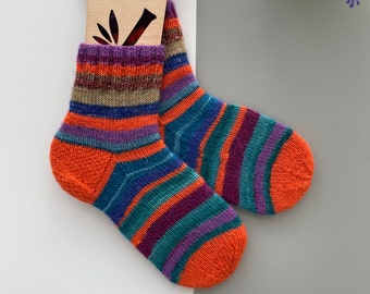 Wool socks kids Knit baby socks Size kids 30-31(US12-13)Wool socks baby Kids socks Toddler socks Hand knit socks Boys socks Baby girls socks