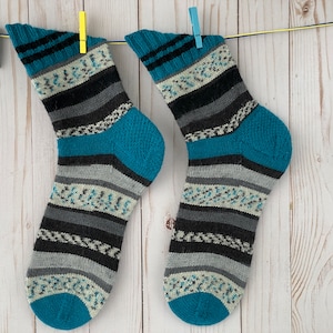 Colorful Socks,Wool Socks,Winter Knitted Socks,Warm Socks, Striped socks,Unisex Socks Size 9-10,