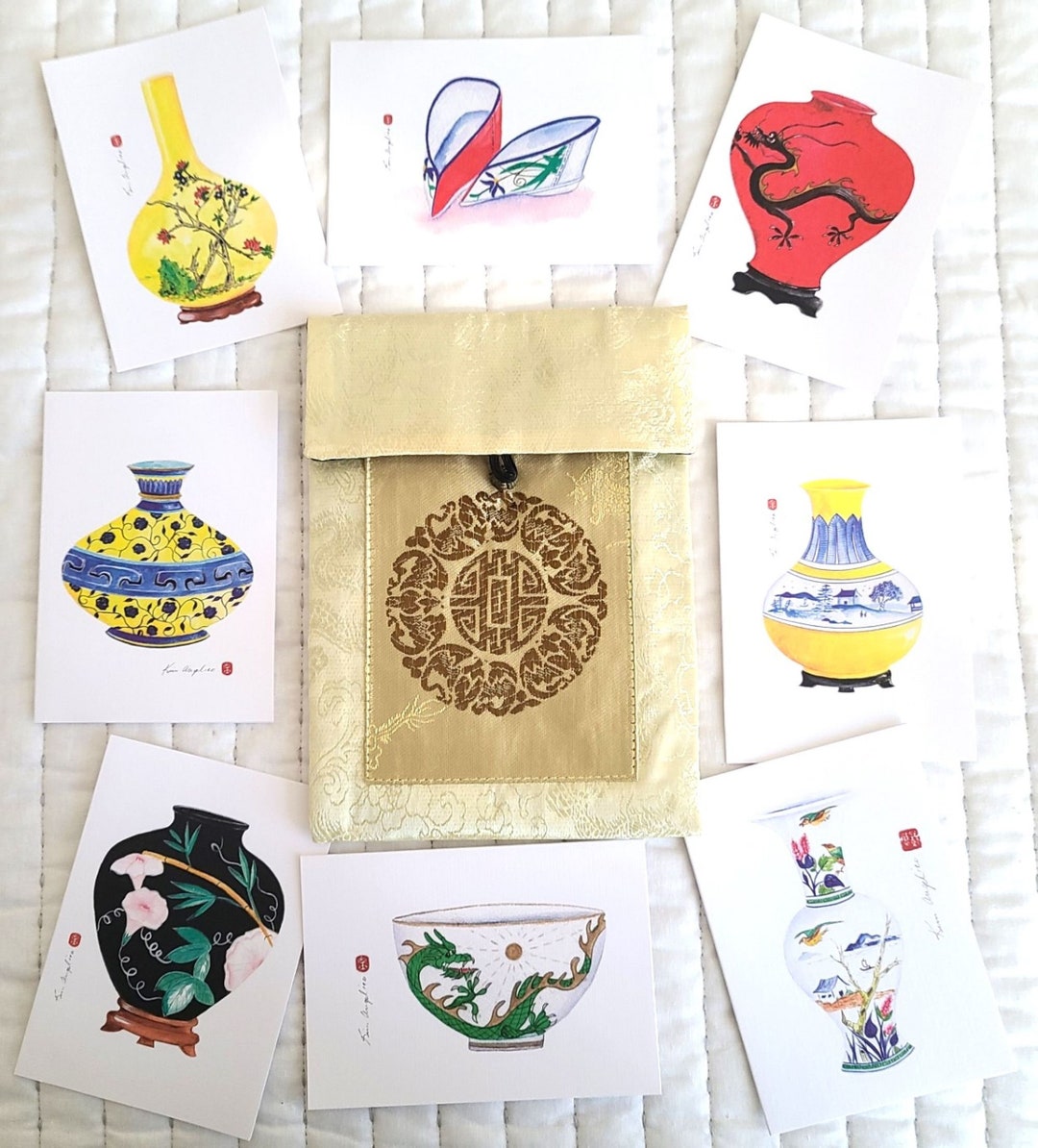 8 Note Cards Based on My Original Paintings of Chinese Pottery (with ...