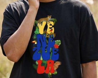 Venezuela Tropical Wildlife T-Shirt, Toucan Capybara Jungle Animals Tee