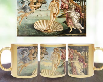 Gold Botticelli Mug: Renaissance Art Coffee Cup