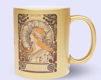 Gold Metallic Mug – Alphonse Mucha Zodiac Art Nouveau Design