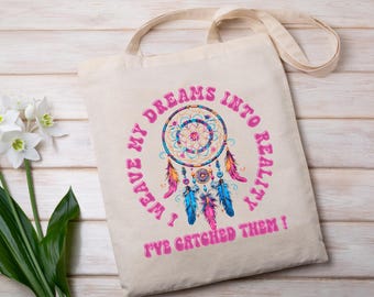 Dreamcatcher Canvas Tote Bag: Boho Spiritual Eco Tote