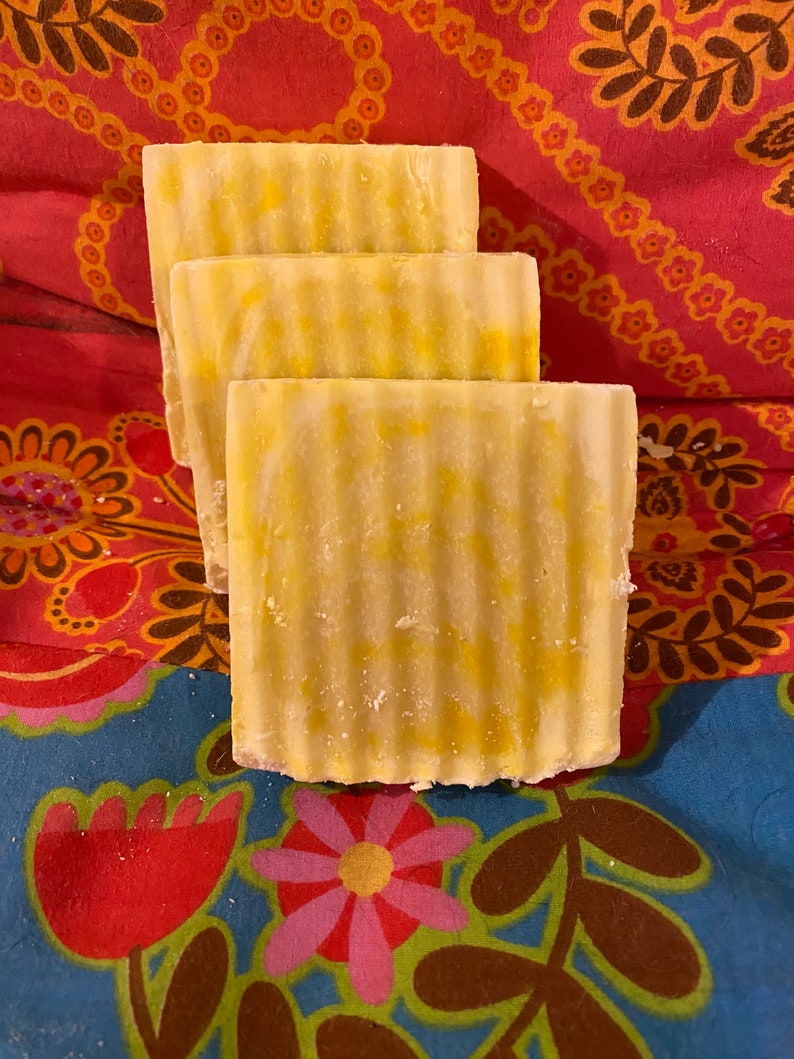 Cucumber Melon Soap with Yellow Swirl Handmade, five oil blend Normal Bars