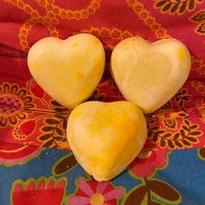 Cucumber Melon Soap with Yellow Swirl Handmade, five oil blend Heart