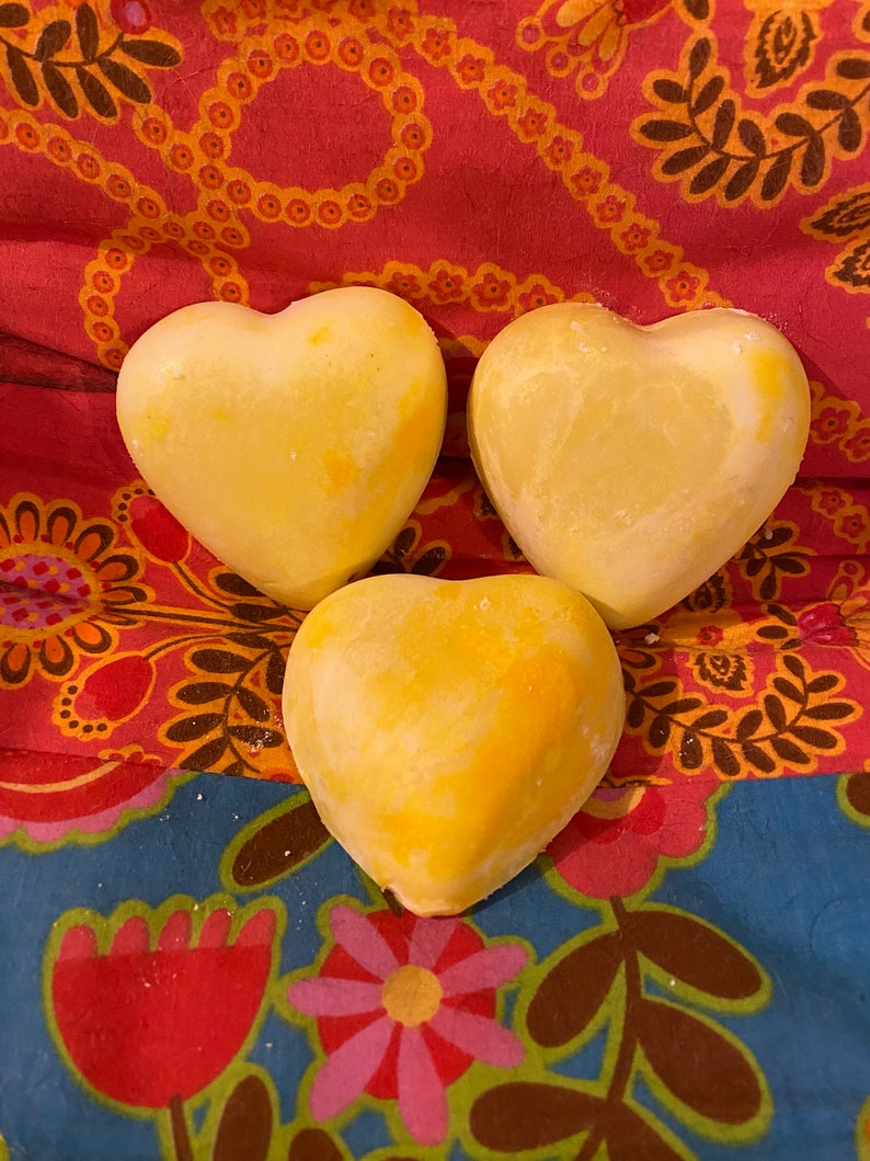 Cucumber Melon Soap with Yellow Swirl Handmade, five oil blend Heart