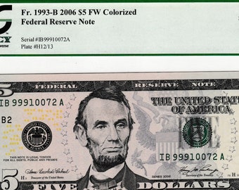 United States of America BOSTON Fr.1993-A Dollars 5 2006 Federal Reserve Bank Note. PCGS Superb Gem New 68 PPQ