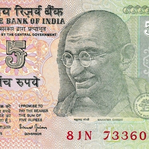 Gandhi INDIA 5 Rupees ND 2007-2008 P-88ab UNC Sign Bimal Jalan
